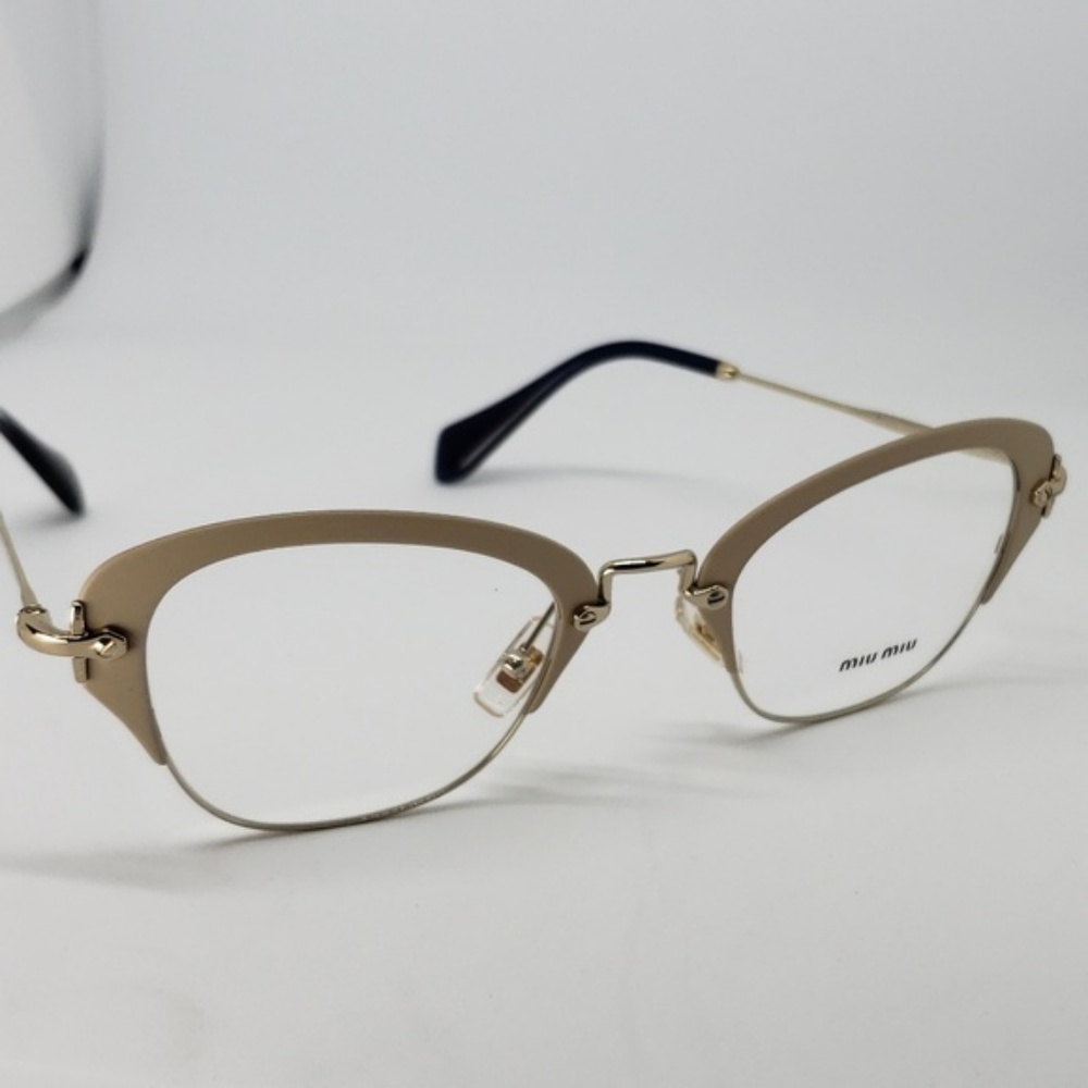 Miu Miu Rx Eyeglasses Matte Ivory In Gold Frame - Picture 2 of 7